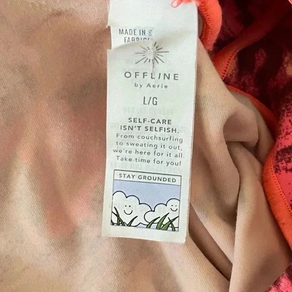 Aerie Offline Pink Real Me Extra Hold Hi-Rise 7/8 Pink floral leggings Large - Picture 6 of 6